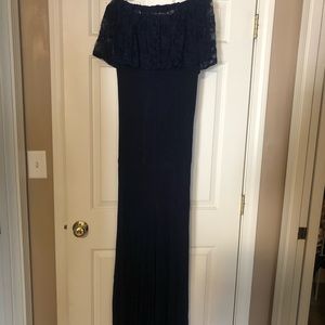 Navy maternity gown.